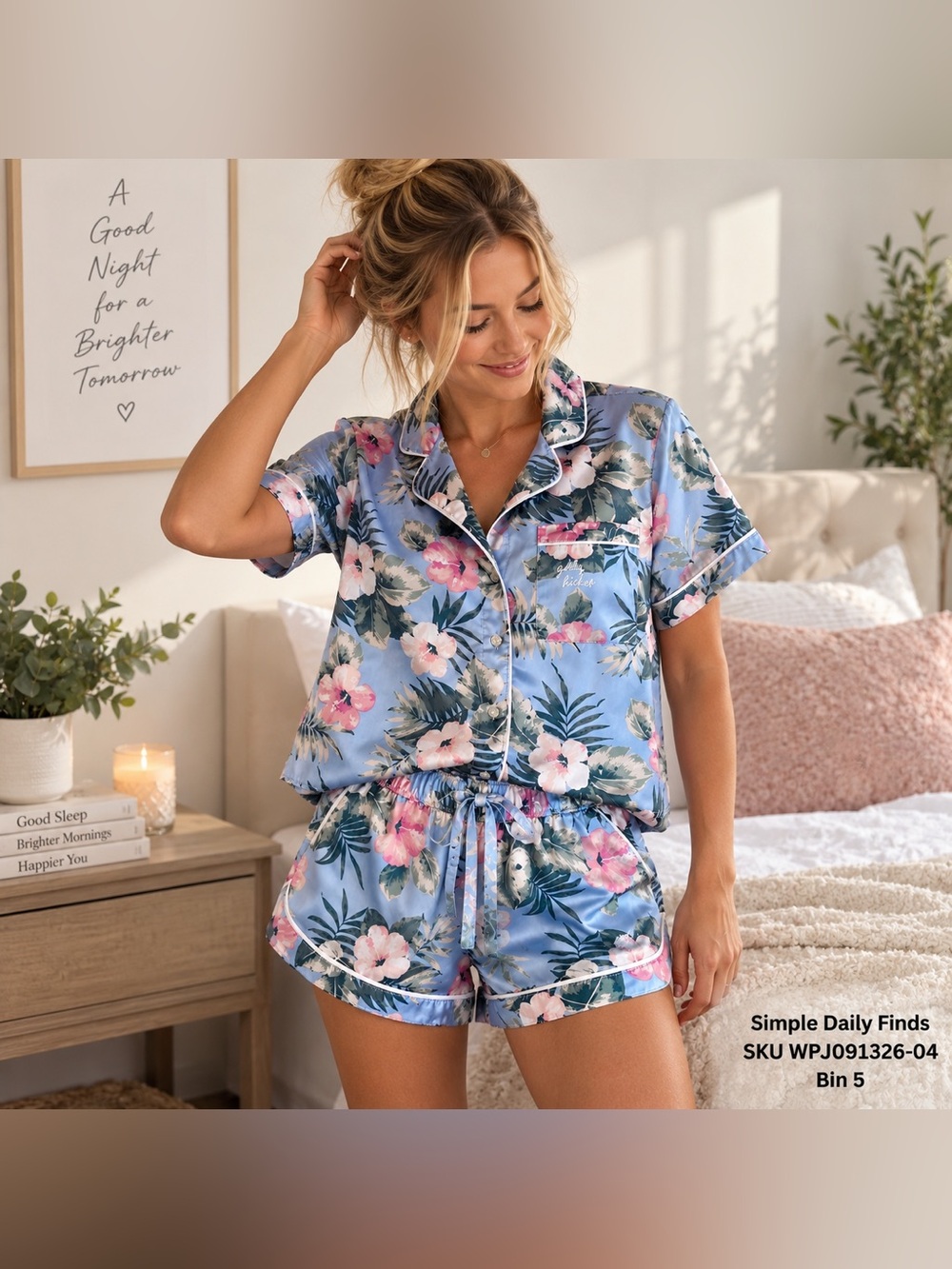 Gilly Hicks Hollister Floral Pajama Set Women’s XS Blue Sleepwear